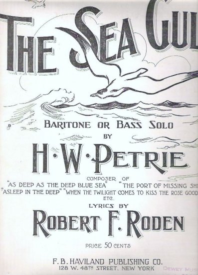 The Sea Gull 1916 Sheet Music by H W Petrie Robert Roden