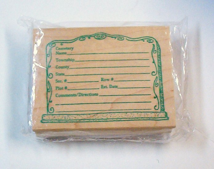 Cemetery Rubber and Wood Stamp Gather Gravestone Info New in Package