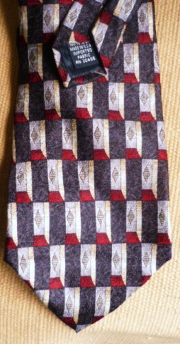 1970s Stafford Executive Silk Necktie Black Maroon Silver