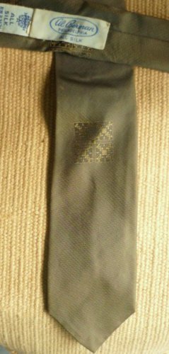 Al Berman All Silk Necktie Neck Tie Green and Gold Vintage