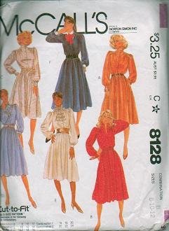 McCalls 1982 Pattern 8128 Misses Dress Sizes 8-10-12