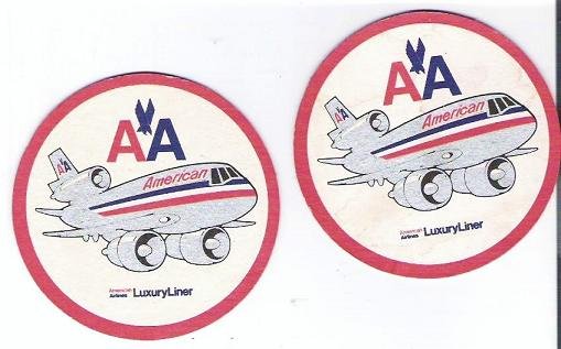 Set of Two American Airlines Airline Coasters - Vintage
