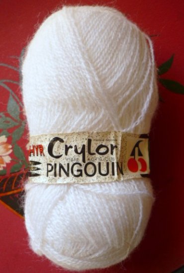Zephyr Crylor White Pingouin Yarn - 1 3/4 oz Made in France Vintage .
