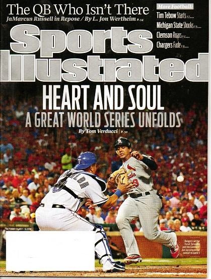 Sports Illustrated Mag - Unread - October 31 2011 - Texas Rangers Torrealba - Cardinals Jon Jay