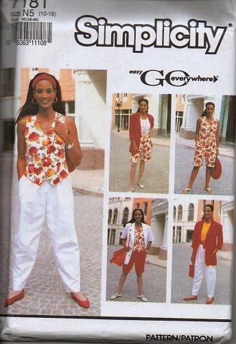 Simplicity Uncut Pattern 7181 Sz 10-18 Misses Pants Shorts Vest-Top Jacket