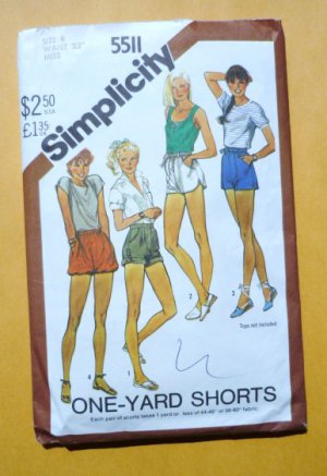 Simplicity Pattern 5511 Shorts Misses Size 6