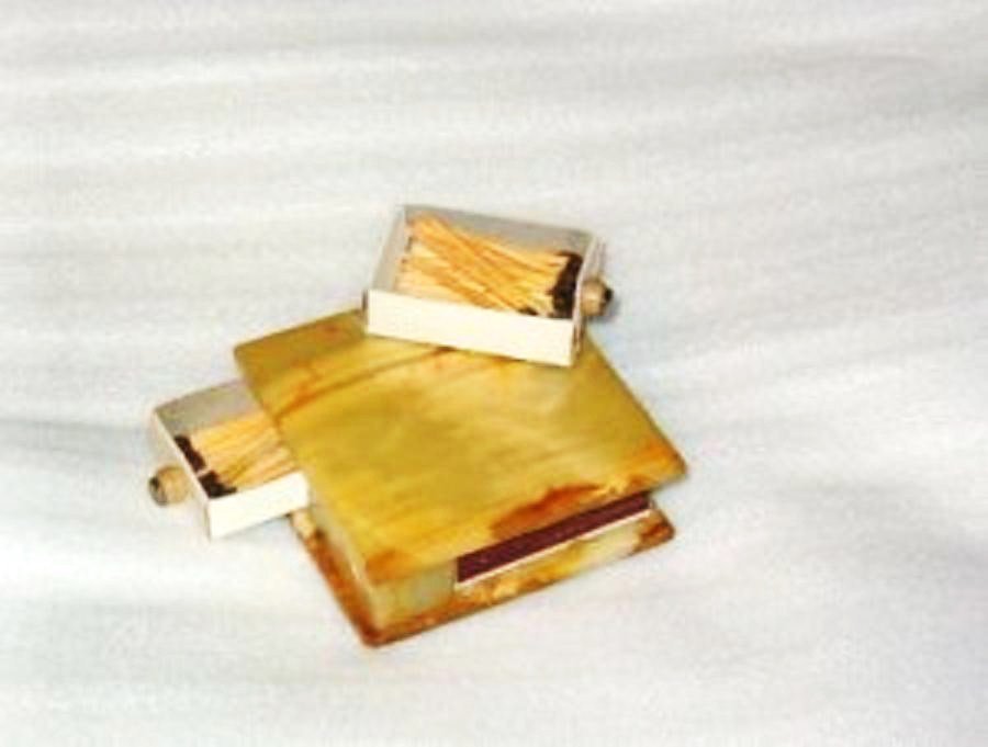 Marble Dual Matchsafe Matches Matchbox Holder Cover Vintage Tobacciana vgc