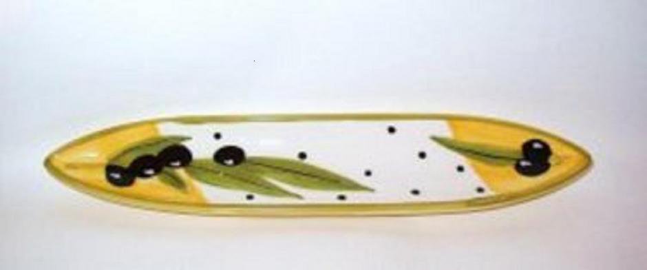 Olive Boat Single Serve Dish - Hand Painted