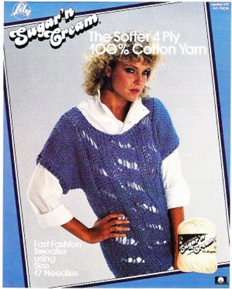 Sugar n Cream Ladies Big Sweater Short Sleeve Sz Sm Med Lg Pattern by Lily Leaflet 219