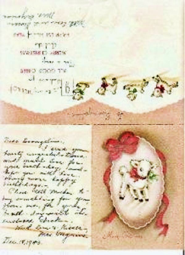 Christmas Card w/Lamb Personal Notation Vintage 1943