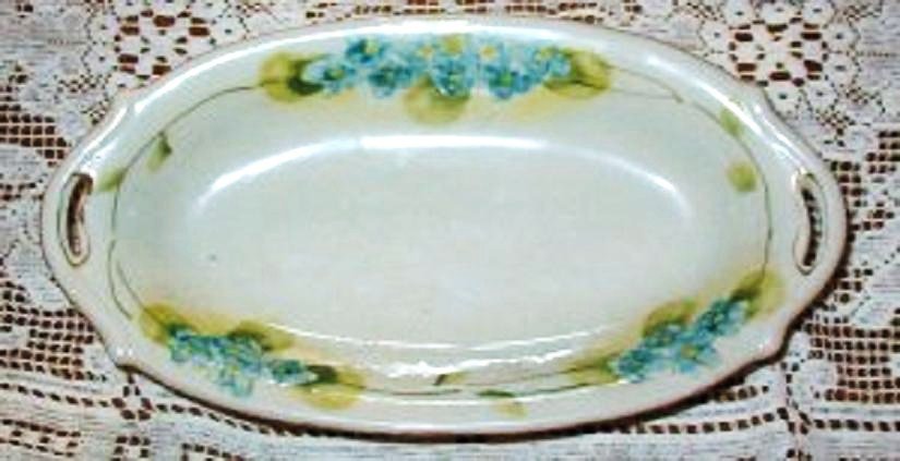 Antique Nippon Celery or Vegetable Dish with Cut Out Handles