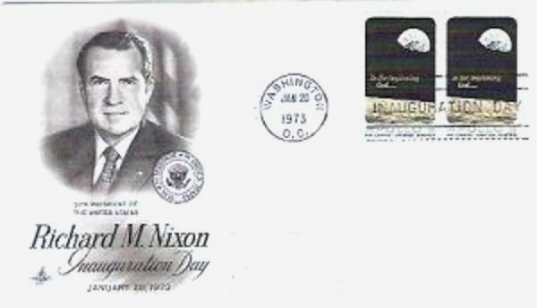 Richard Nixon Inauguration Day fdc Jan 1973 - Two Apollo 8 Stamps