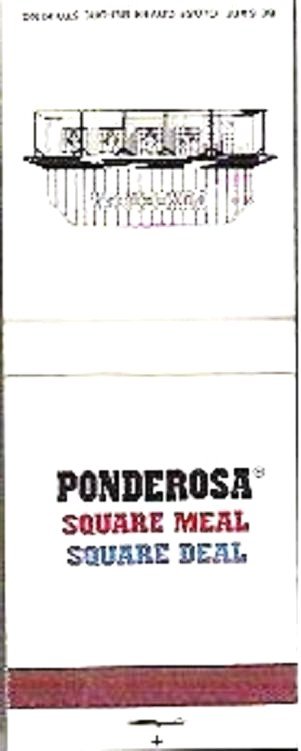 Ponderosa Matchbook Square Meal / Deal Unused 20 Strike