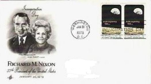 Richard / Pat Nixon Inauguration Day Jan 1973 fdc Two Apollo 8 Stamps