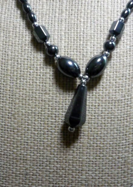 New: Hematite 18 inch Necklace with Tear~Drop Charm