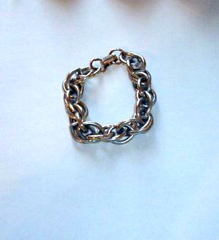 Chunky Link Silver Tone Bracelet 1970s Era
