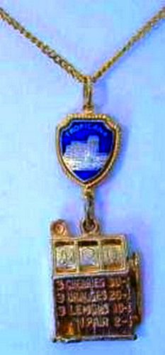 Tropicana Hotel and Slot Charm Necklace Gold Tone Souvenir Estate Find