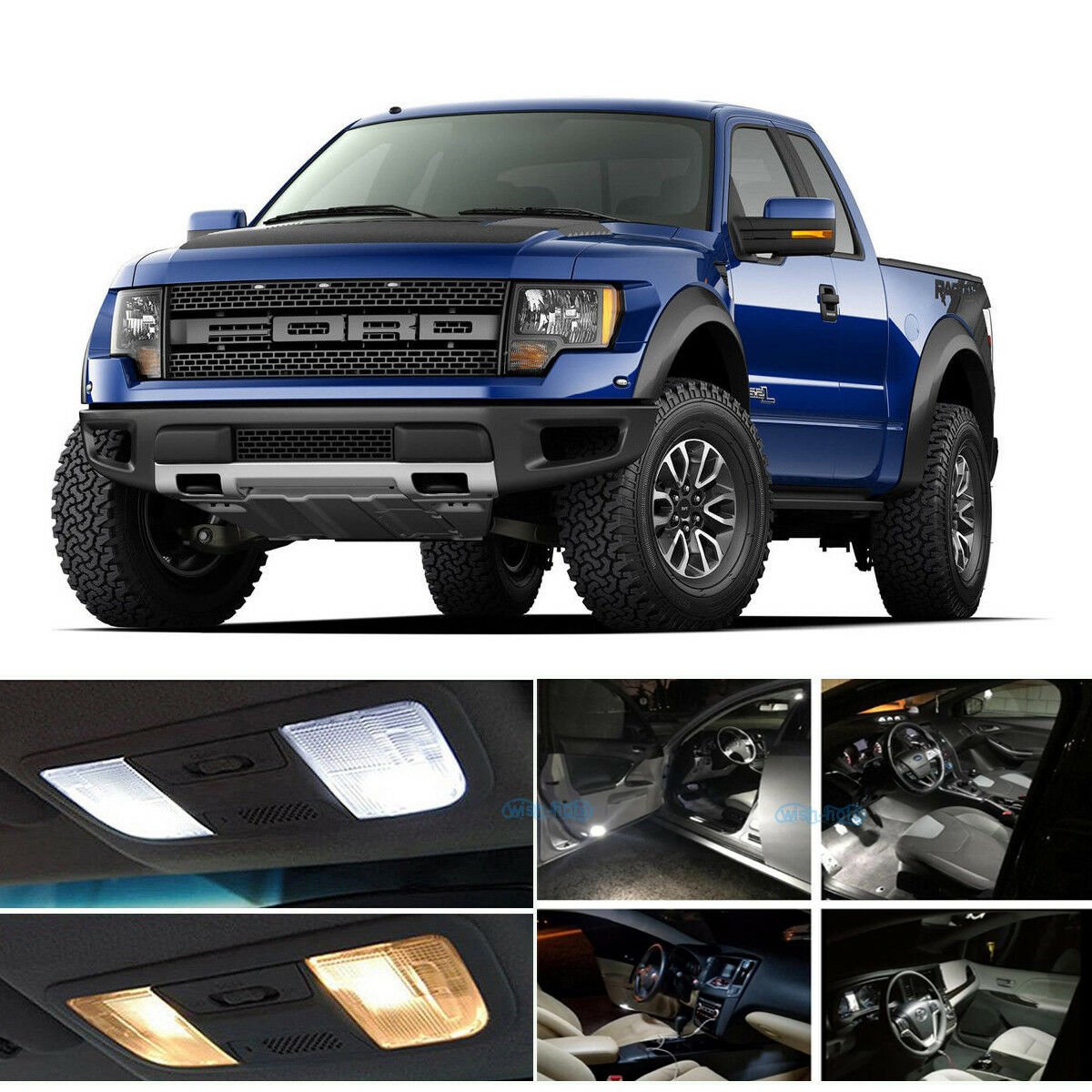 White Interior Led Lights Package Kit License Lamps For Ford