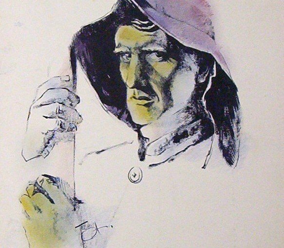 The Fisherman an original piece of artwork by Ted Ingram circa 1950's