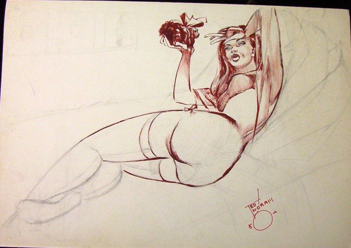 Lady of the night, and her "gift"- A. E. Ingram an Original Sketch using Drybrush with Oils