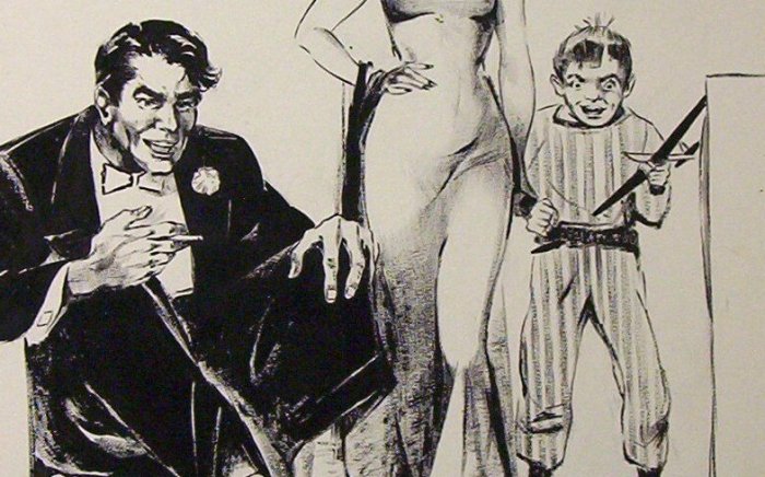 "Waiting for the Sitter" Original Pen and Ink by A. E. (Ted) Ingram