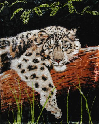 GOLDEN SNOW CAT QUEEN SIZE BLANKET