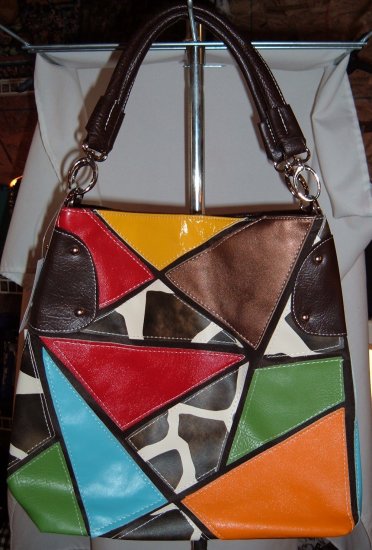 Giraffe Mulit Color Patch Designer Inspired Large 2 way hobo Tote