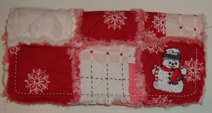 Red Patchwork Rag Snowman Long Wallet