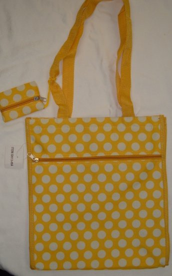 Yellow & White Polka Dot Shopping TOTE Purse
