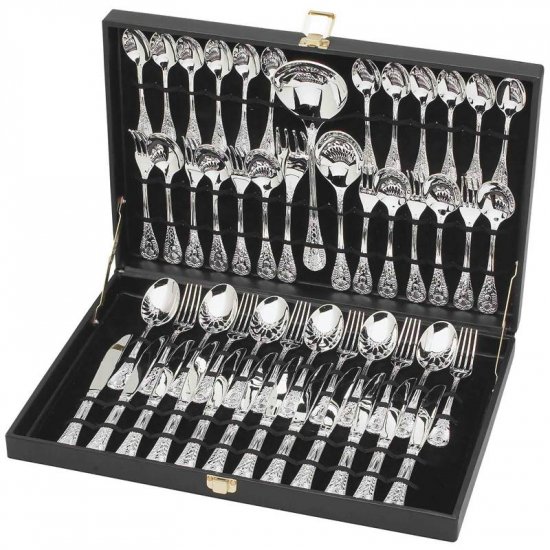 STERLINGCRAFT 51PC SILVERPLATED FLATWARE SET W/RIBBON DESIGN