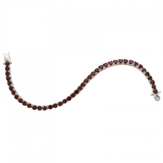 STERLING SILVER BRACELET W/42 GENUINE GARNETS