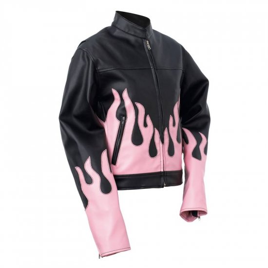 DIAMOND PLATE LADIES BLACK AND PINK FLAME JACKET ~ SIZE LARGE