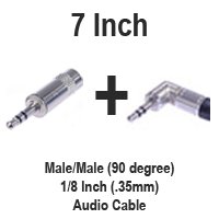 7 Inch Audio Cable, 3.5mm M/M (90 degree)