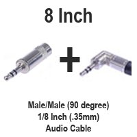 8 Inch Audio Cable, 3.5mm M/M (90 degree)