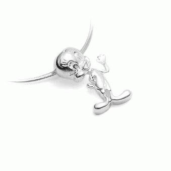 STERLING SILVER TWEETY PENDANT ON LEATHER NECKLET