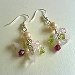 Rose Quartz with Crystals Earrings - Rose Garden
