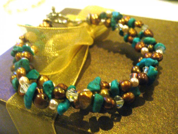 Bracelet finely handcrafted - Turquoise Pearly beauty