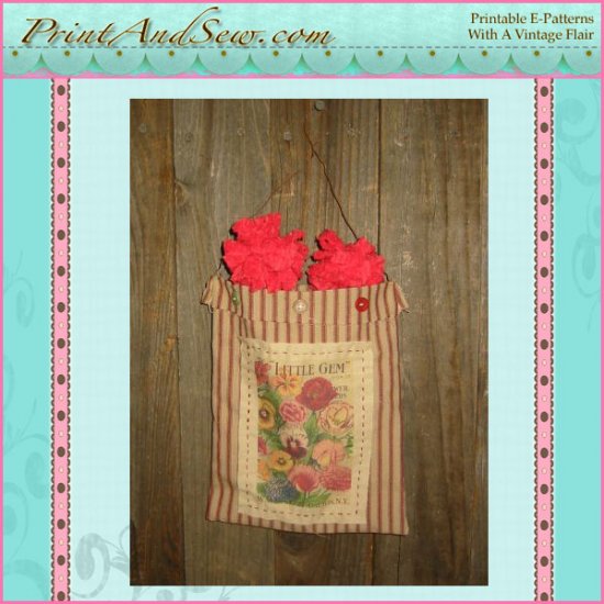 Ticking Seedbag with Carnations EC