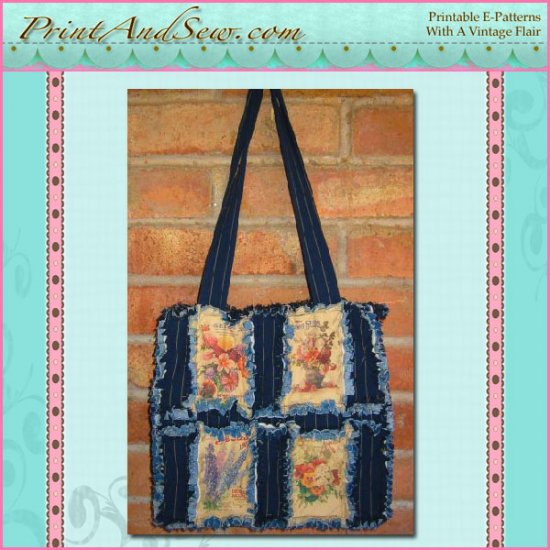 Reproduction Seed Pack Rag Quilted Tote EC