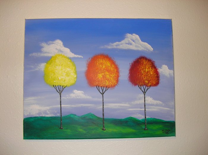 Duane Cash Acrylic Painting 16 x 20 - Original Tree Art - Colorful