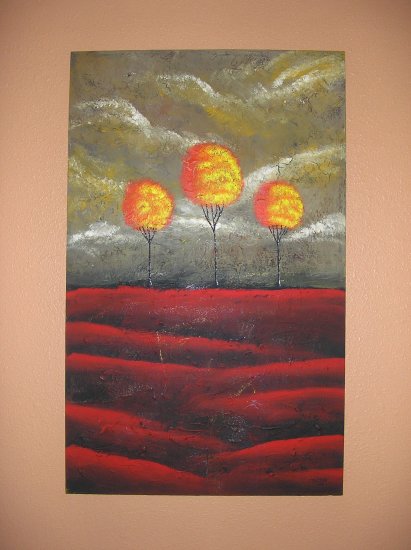 Duane Cash Textured Acrylic Painting 30 x 48 - Original Trees Art
