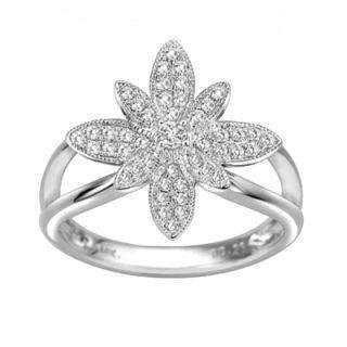 18K White Gold Diamond Floral Ring