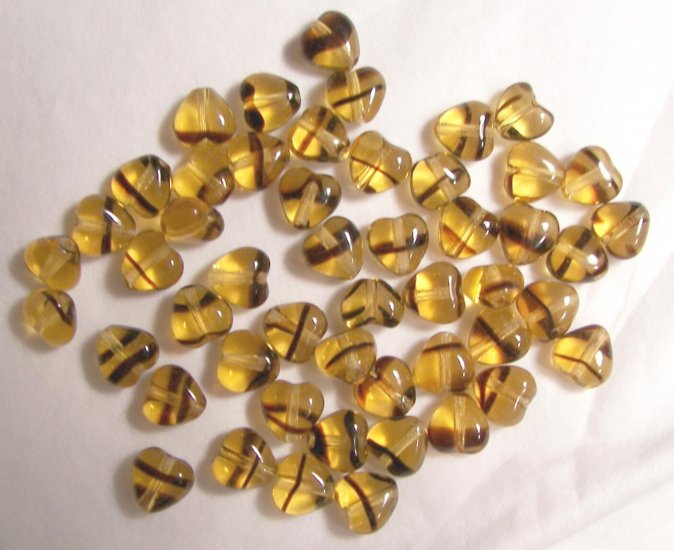 Czech Glass 6mm Tortoise Swirl Puff Heart Beads