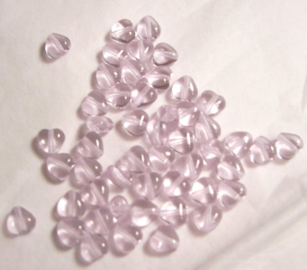 Czech Glass 6mm Alexandrite Purple Puff Heart Beads-25
