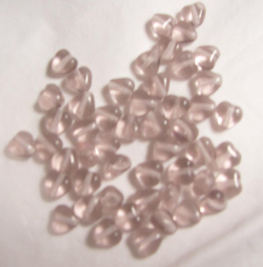 Czech Glass 6mm Lavender Purple Puff Heart Beads-25