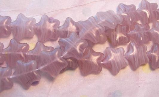 Czech Glass 12mm Purple Swirl Puff Star Beads (30)