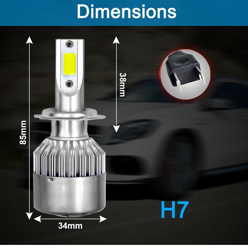 X H W Lm Cob Led Headlight Bulbs Kit High Low Beams K