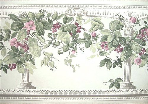 GORGEOUS VICTORIAN SILVER COLUMNS WALLPAPER WALL BORDER