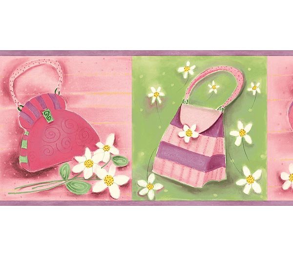 Purple Dress Up Girls Room Wallpaper Wall Border