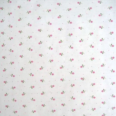 ROSE BUDS ON WHITE FLORAL CONTACT PAPER SHELF LINER